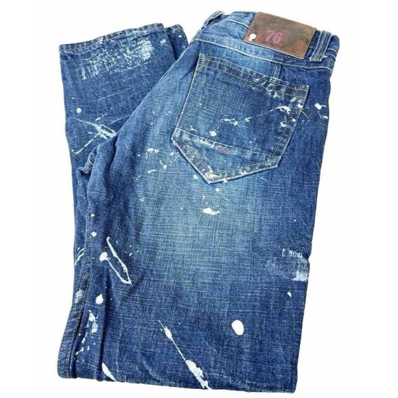 American Heritage 36x33 (Actual 34x32) Paint Splatter Denim Distillery Jeans EUC